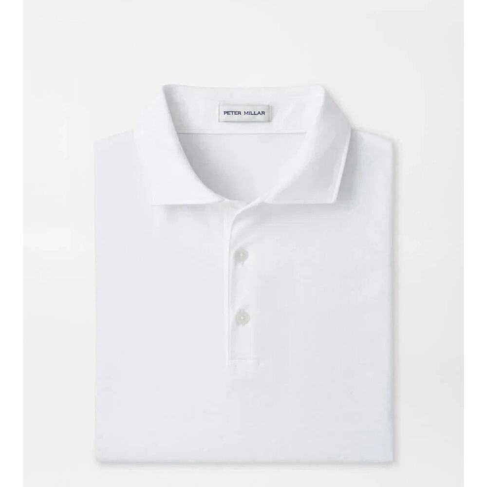 PETER MILLAR MENS WHITE CROWN FLEX COTTON POLO GOLF SHIRT M NWT
